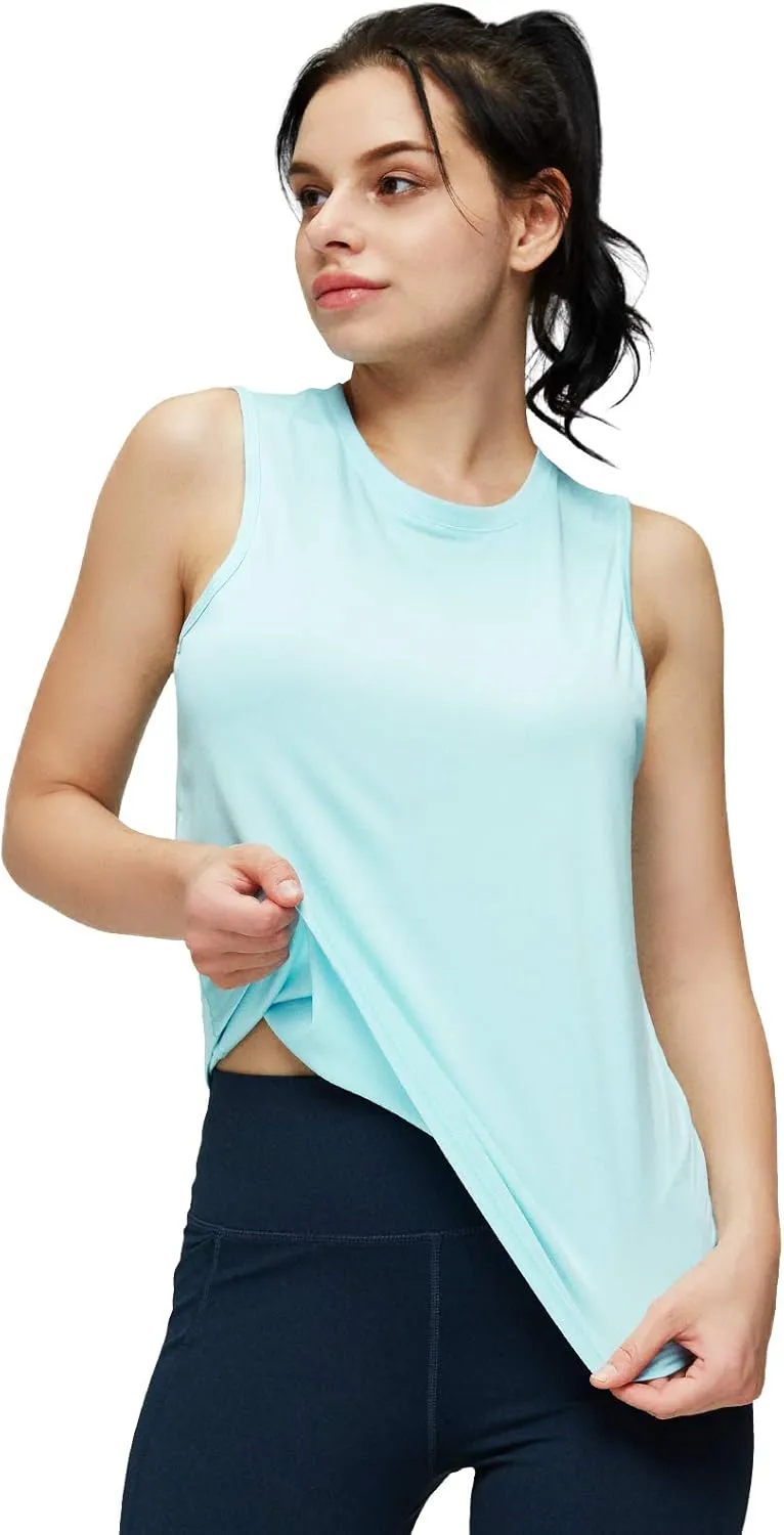 MIER Women's Sleeveless Workout Shirts UPF 50 Sun Protection Running Gym Tank Top Dry Fit Exercise Tennis Muscle Tee