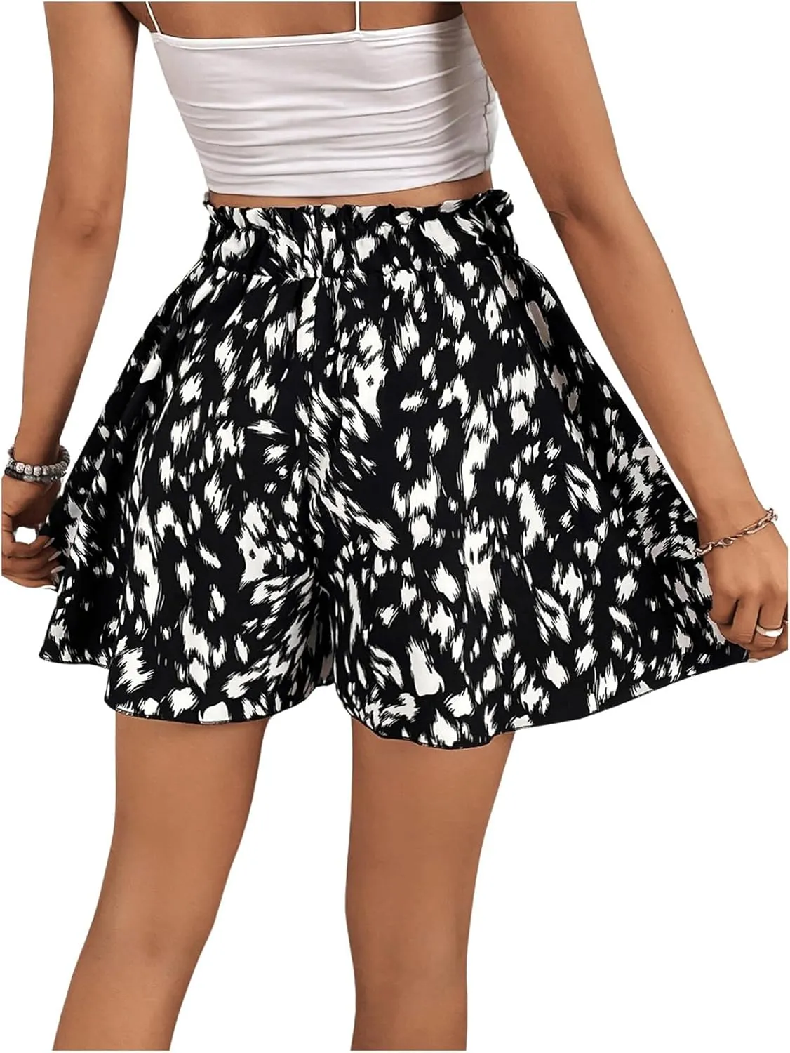 Milumia Women's Ditsy Floral Elastic Waist Skort Ruffle Hem Boho Short Skirt Skorts