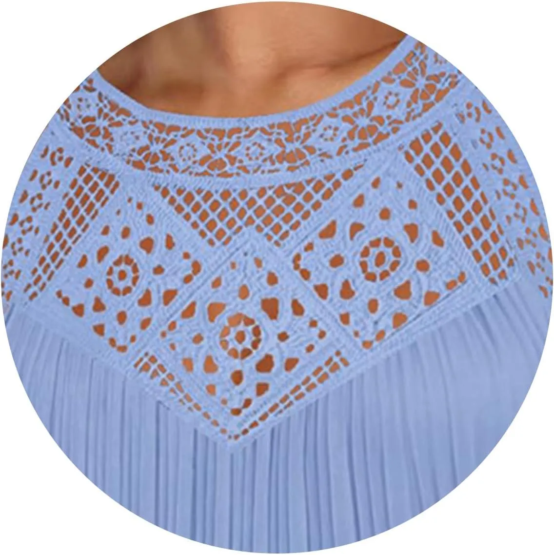 Mini Dresses for Women Summer Round Neck Sleeveless Tank Dress Trendy Loose Hollow Out Pleated Hem Beach Sundress