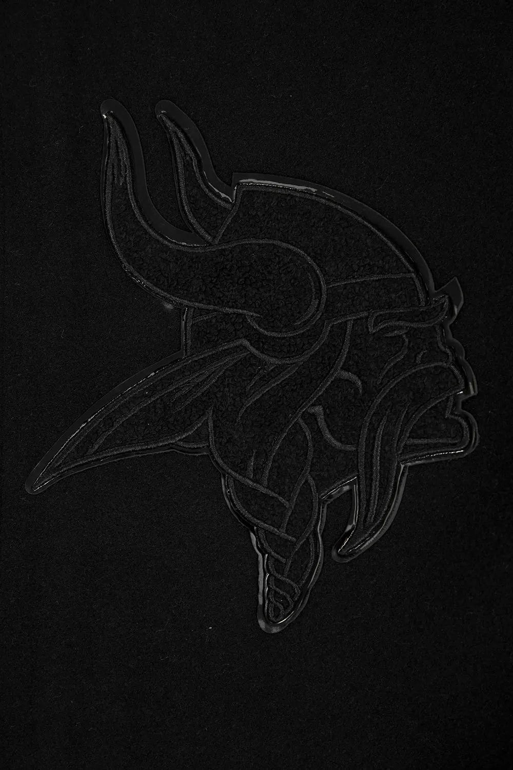 MINNESOTA VIKINGS TRIPLE BLACK MEN'S WOOL VARSITY JACKET (TRIPLE BLACK MEN'S)