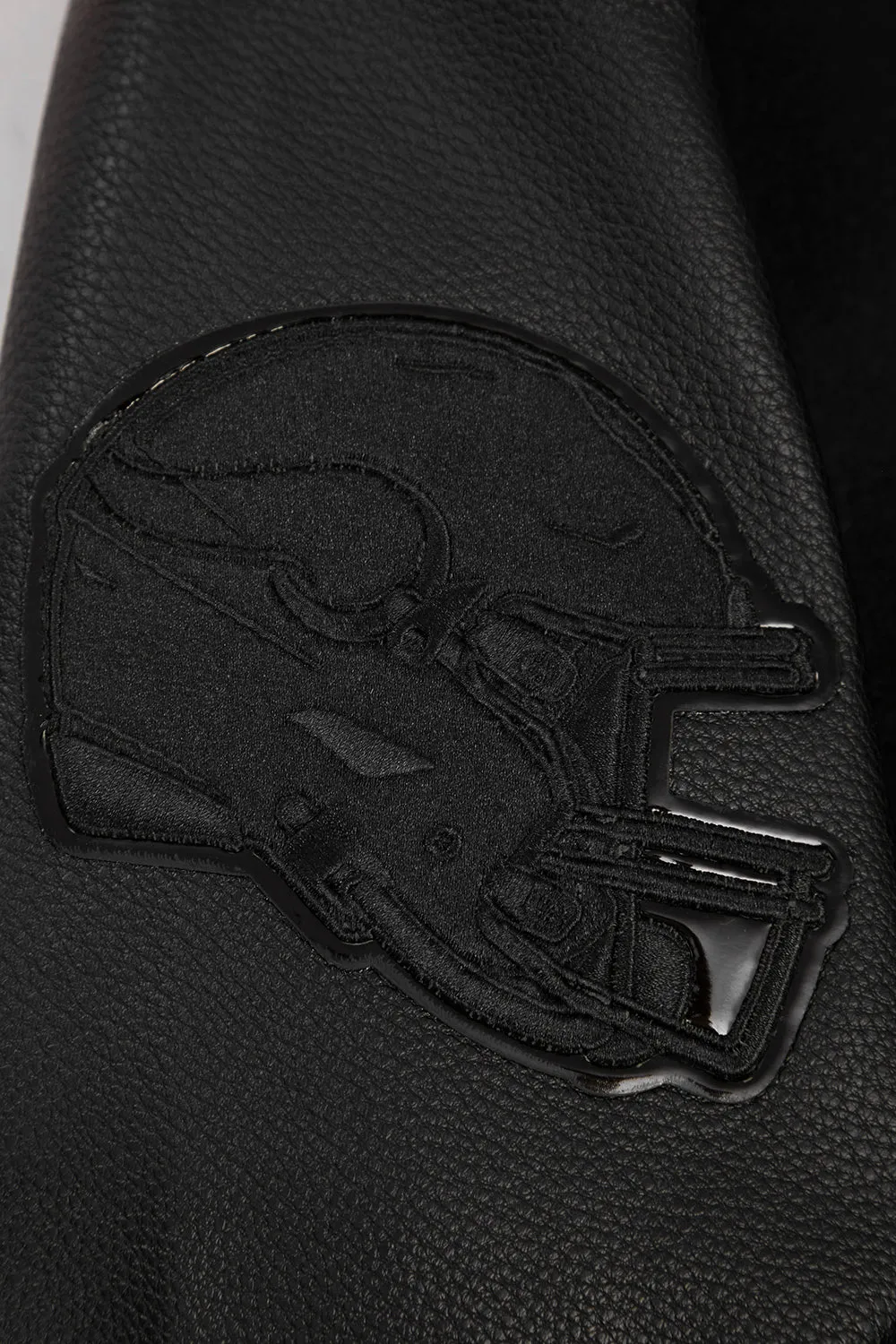 MINNESOTA VIKINGS TRIPLE BLACK MEN'S WOOL VARSITY JACKET (TRIPLE BLACK MEN'S)