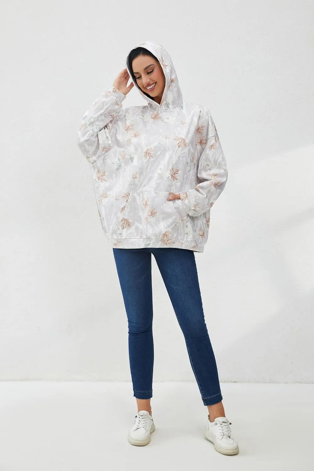 MISSACTIVER Camo Oversized Hoodies For Women Men Long Sleeve Fleece Hooded Sweatshirt Drop Shoulder Pullover With Pocket