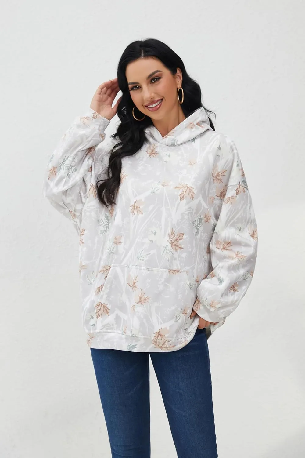MISSACTIVER Camo Oversized Hoodies For Women Men Long Sleeve Fleece Hooded Sweatshirt Drop Shoulder Pullover With Pocket