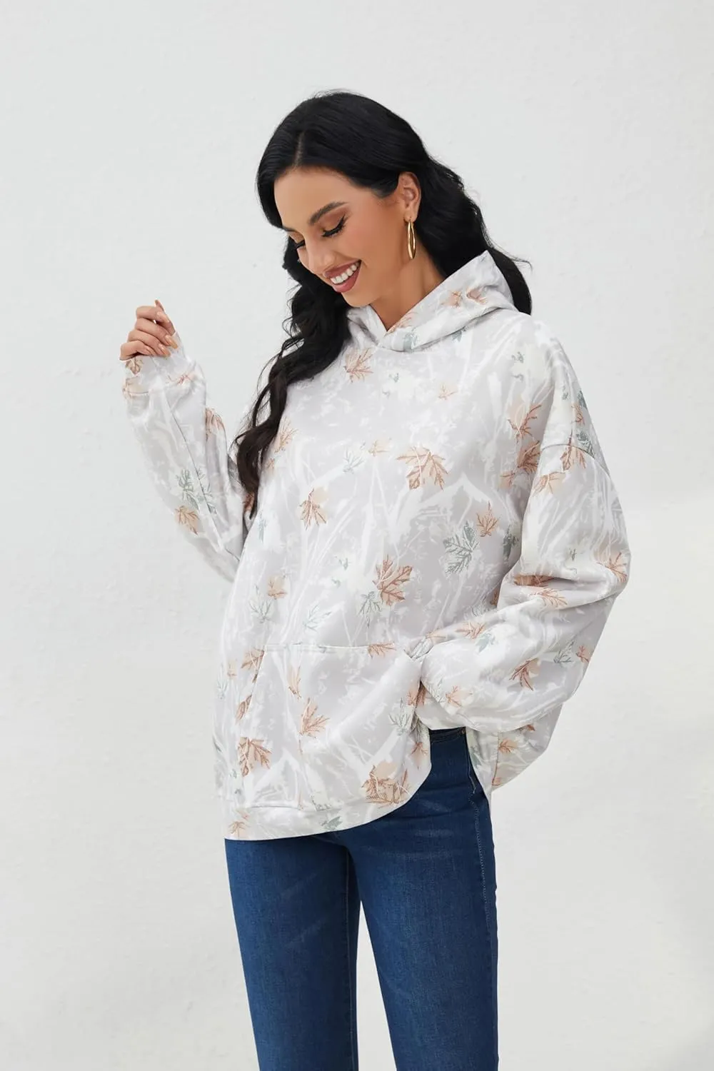 MISSACTIVER Camo Oversized Hoodies For Women Men Long Sleeve Fleece Hooded Sweatshirt Drop Shoulder Pullover With Pocket
