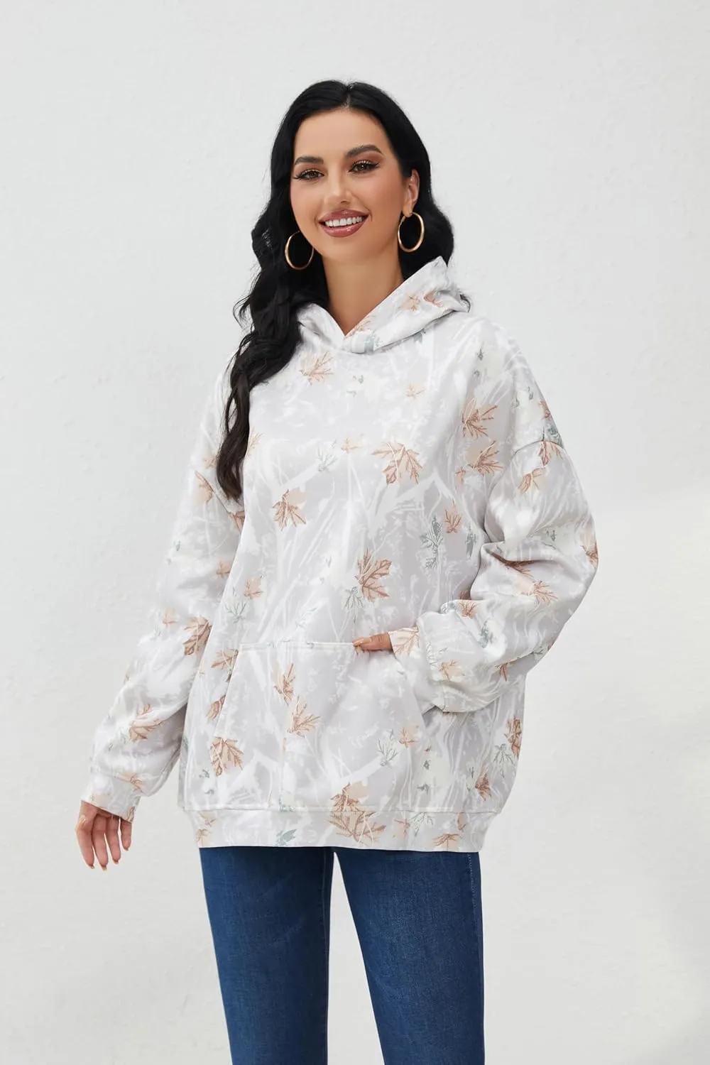 MISSACTIVER Camo Oversized Hoodies For Women Men Long Sleeve Fleece Hooded Sweatshirt Drop Shoulder Pullover With Pocket