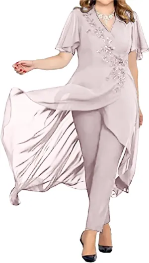 Mother of The Bride Pant Suits Lace Pant Suits for Women Dressy Wedding V Neck Pant Suit for Wedding Guest Women