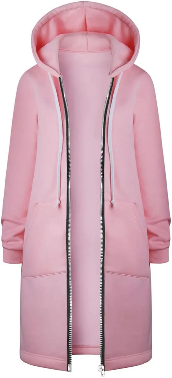 Muyise Women's 2023 Zip Up Hoodies Casual Long Sleeve Sweatshirts Winter Warm Fall Jacket Hooded Coat Outerwear with Pockets