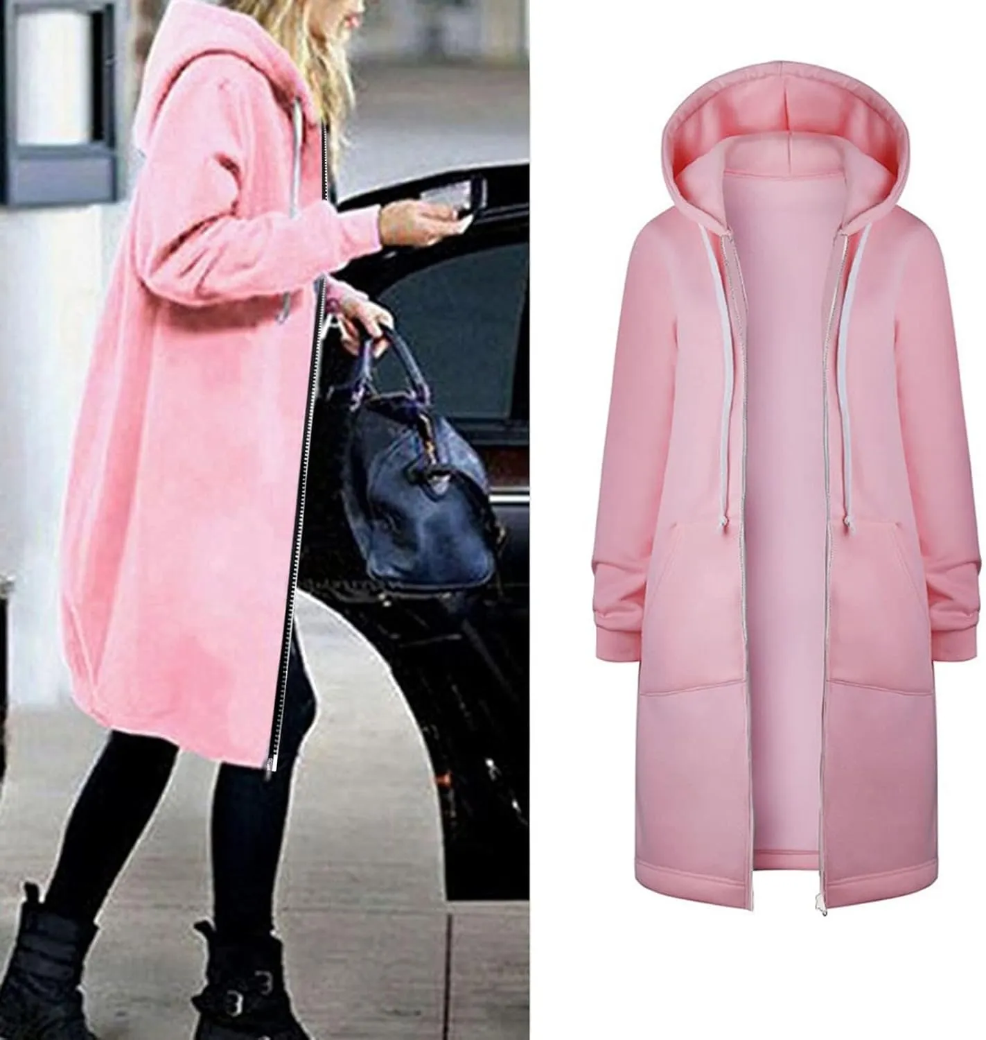 Muyise Women's 2023 Zip Up Hoodies Casual Long Sleeve Sweatshirts Winter Warm Fall Jacket Hooded Coat Outerwear with Pockets