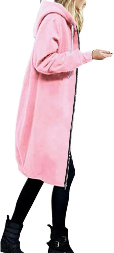 Muyise Women's 2023 Zip Up Hoodies Casual Long Sleeve Sweatshirts Winter Warm Fall Jacket Hooded Coat Outerwear with Pockets