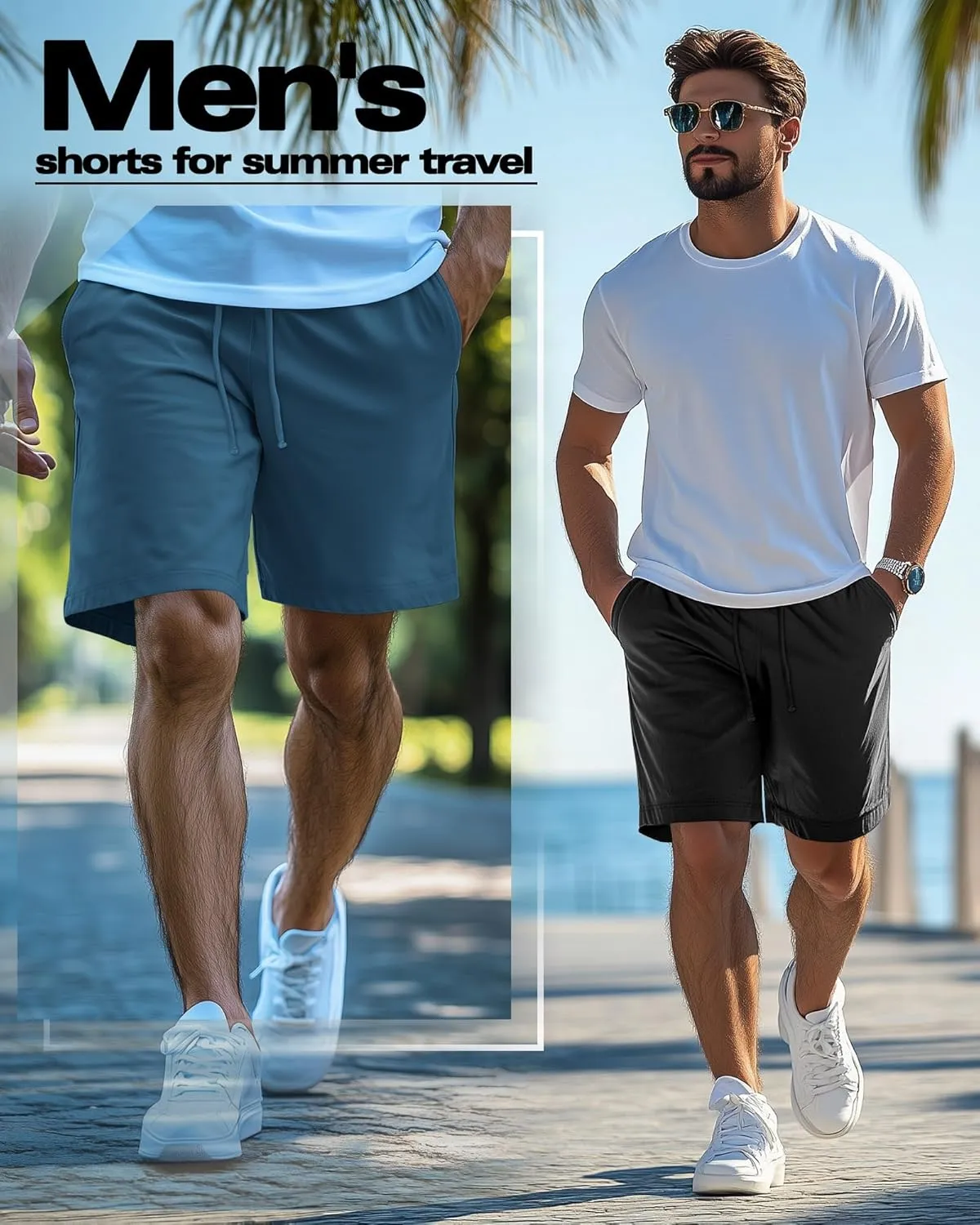 Neer 3 Pack Men's Gym Shorts Athletic Drawstring Cotton Loose Workout Soft Summer Casual Running Shorts with Pockets