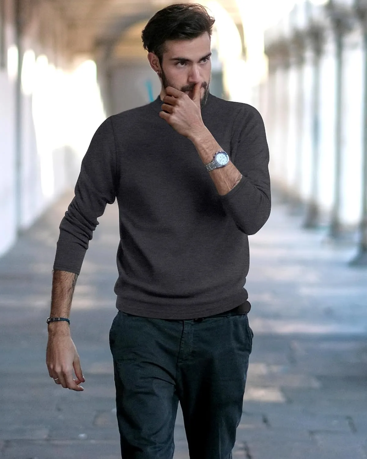 Neer 4 Pack Men's Mock Neck Shirts, Long Sleeve Turtleneck Pullover Tops Slim Fit Casual T Shirts Lightweight Basic Sweaters
