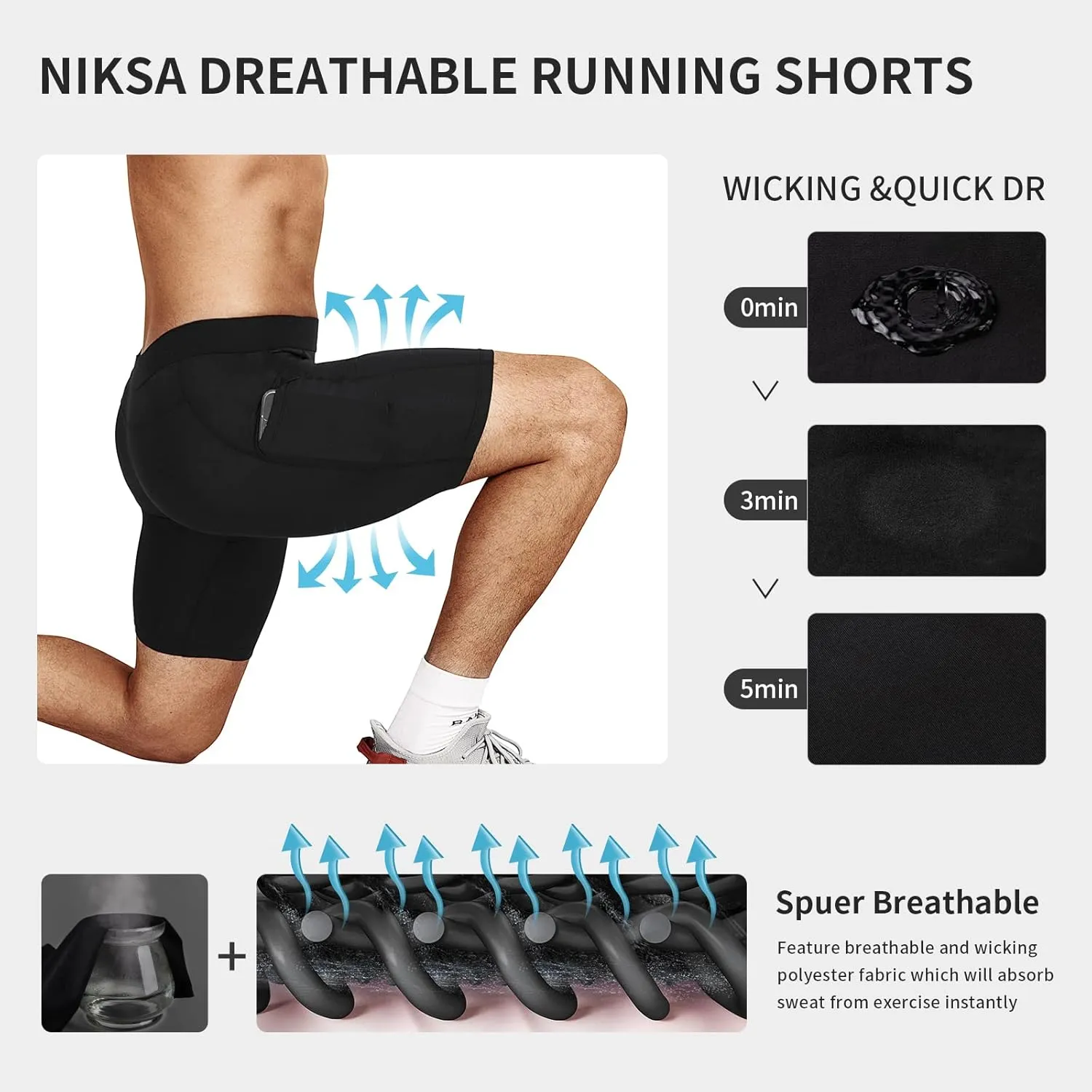 Niksa 1/2/4/5 Pack Compression Shorts Men, Spandex Running Shorts Athletic Workout Sport Performance Baselayer Underwear
