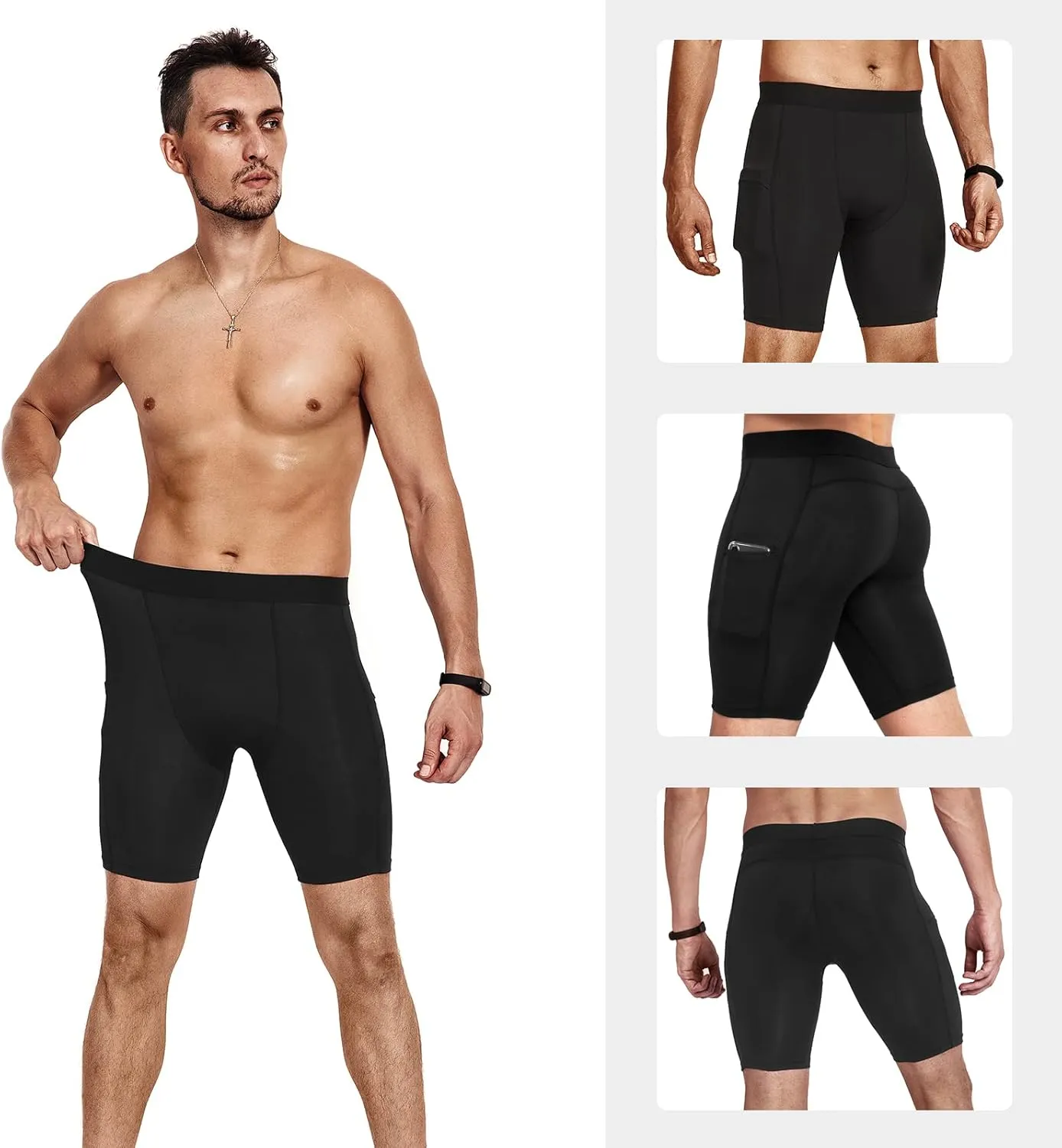 Niksa 1/2/4/5 Pack Compression Shorts Men, Spandex Running Shorts Athletic Workout Sport Performance Baselayer Underwear