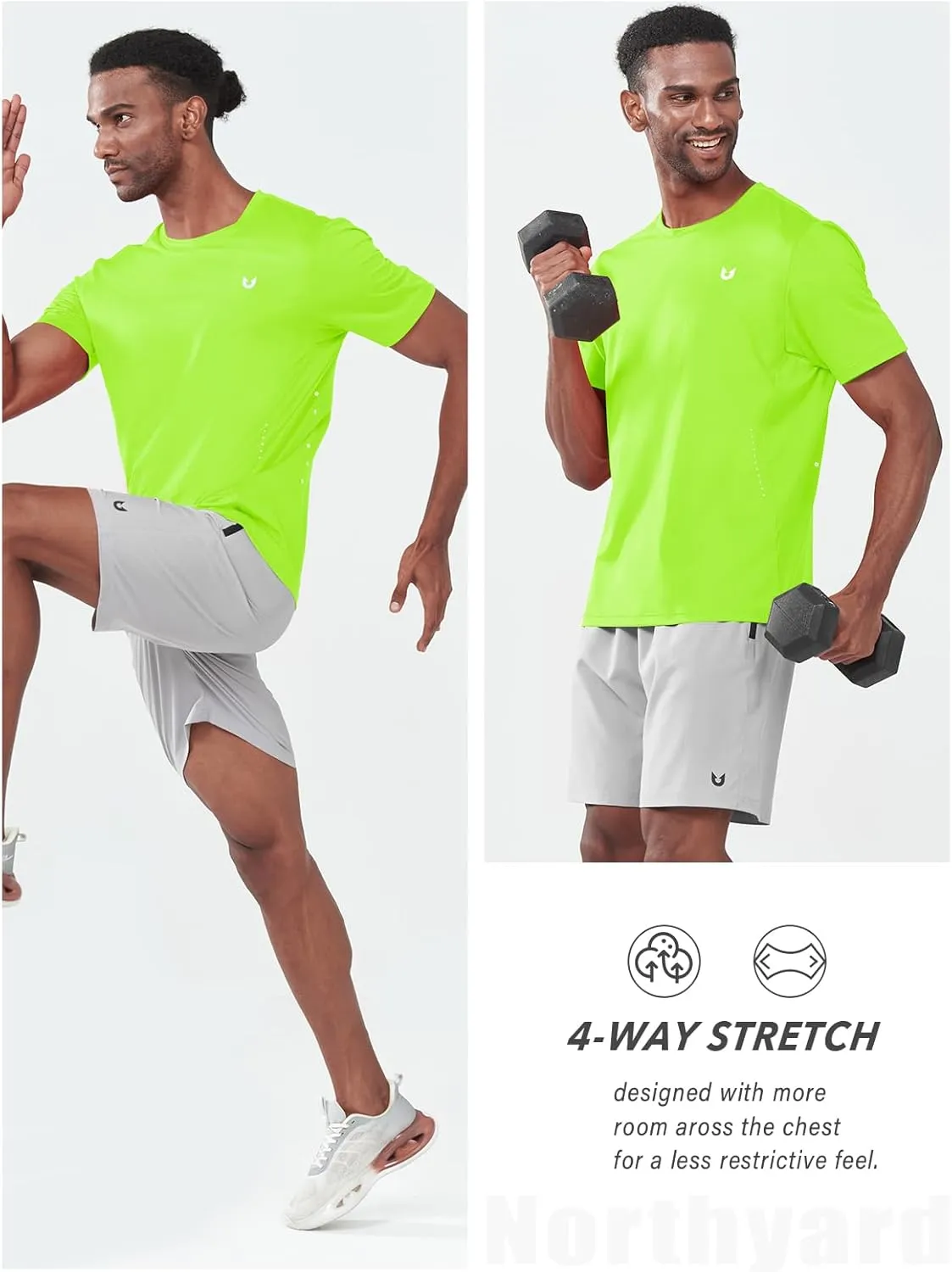 NORTHYARD Men's Athletic Gym T-Shirts,Workout Running Breathable Short-Sleeve Sports Performance Shirts Top Tee