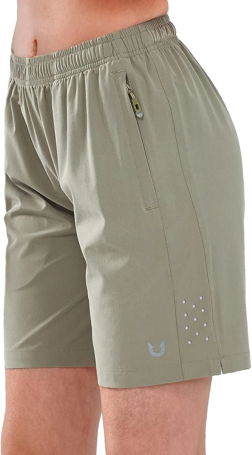 NORTHYARD Women's Athletic Hiking Shorts Quick Dry Active Running Lightweight Shorts for Gym Workout with 3 Zipper Pockets