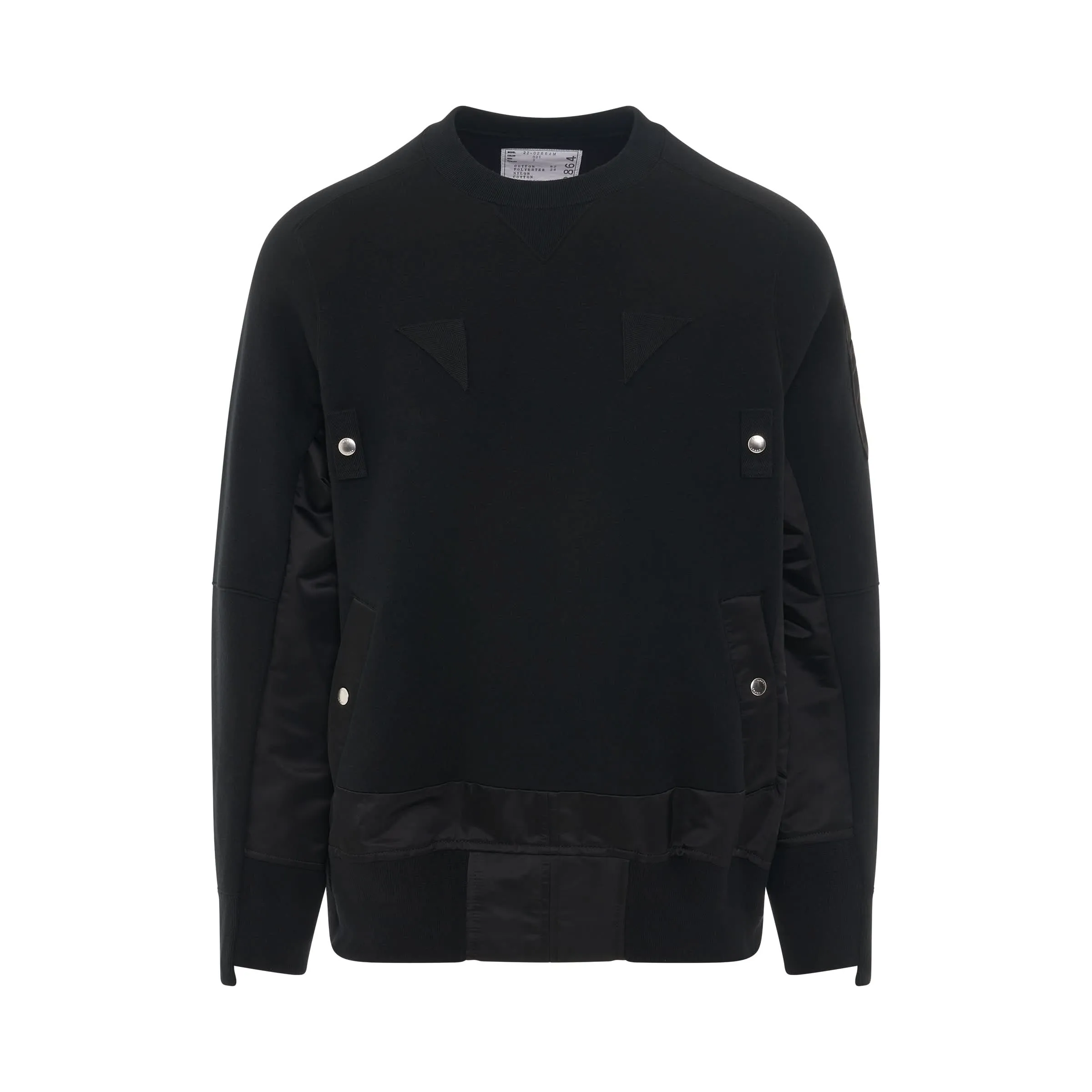 Nylon Twill Sponge Sweat Pullover in Black