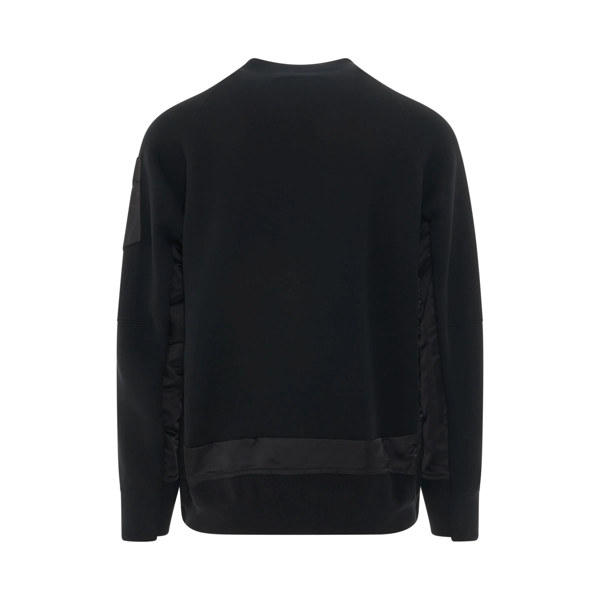 Nylon Twill Sponge Sweat Pullover in Black
