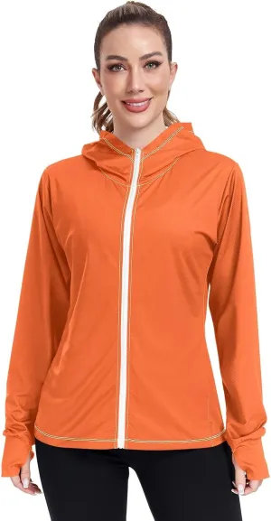 ODAWA Rose Gold Womens Upf Hoodie SPF Long Sleeve Sun Shirt Zip Up Hoodie UV Cooling Hoodie Summer Clothing