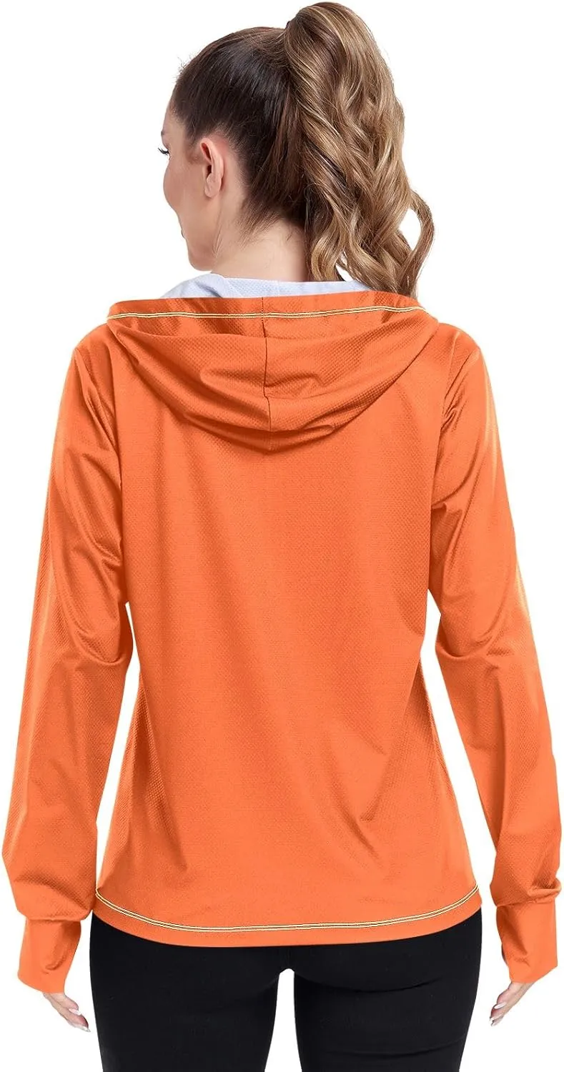 ODAWA Rose Gold Womens Upf Hoodie SPF Long Sleeve Sun Shirt Zip Up Hoodie UV Cooling Hoodie Summer Clothing