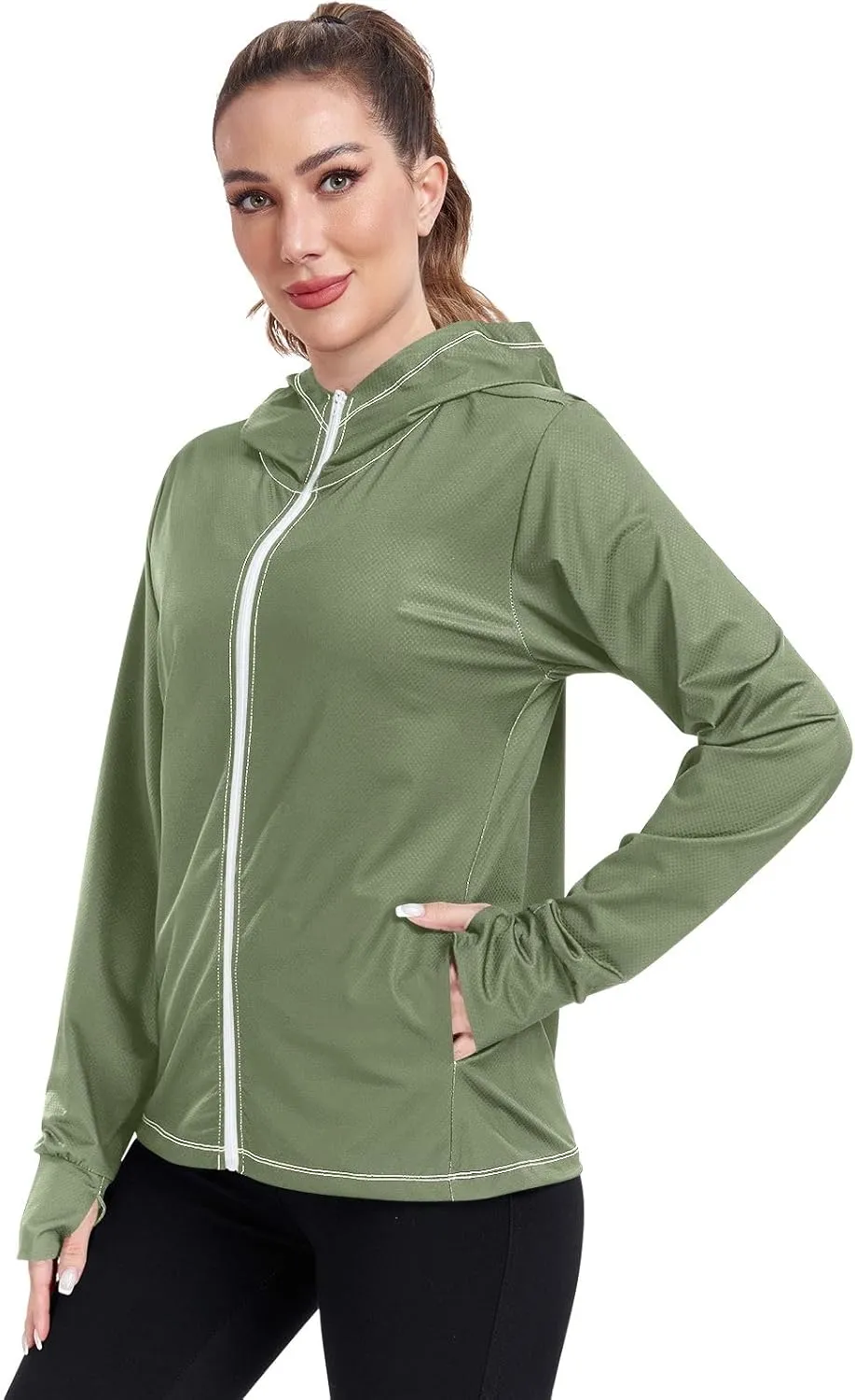 ODAWA Rose Gold Womens Upf Hoodie SPF Long Sleeve Sun Shirt Zip Up Hoodie UV Cooling Hoodie Summer Clothing
