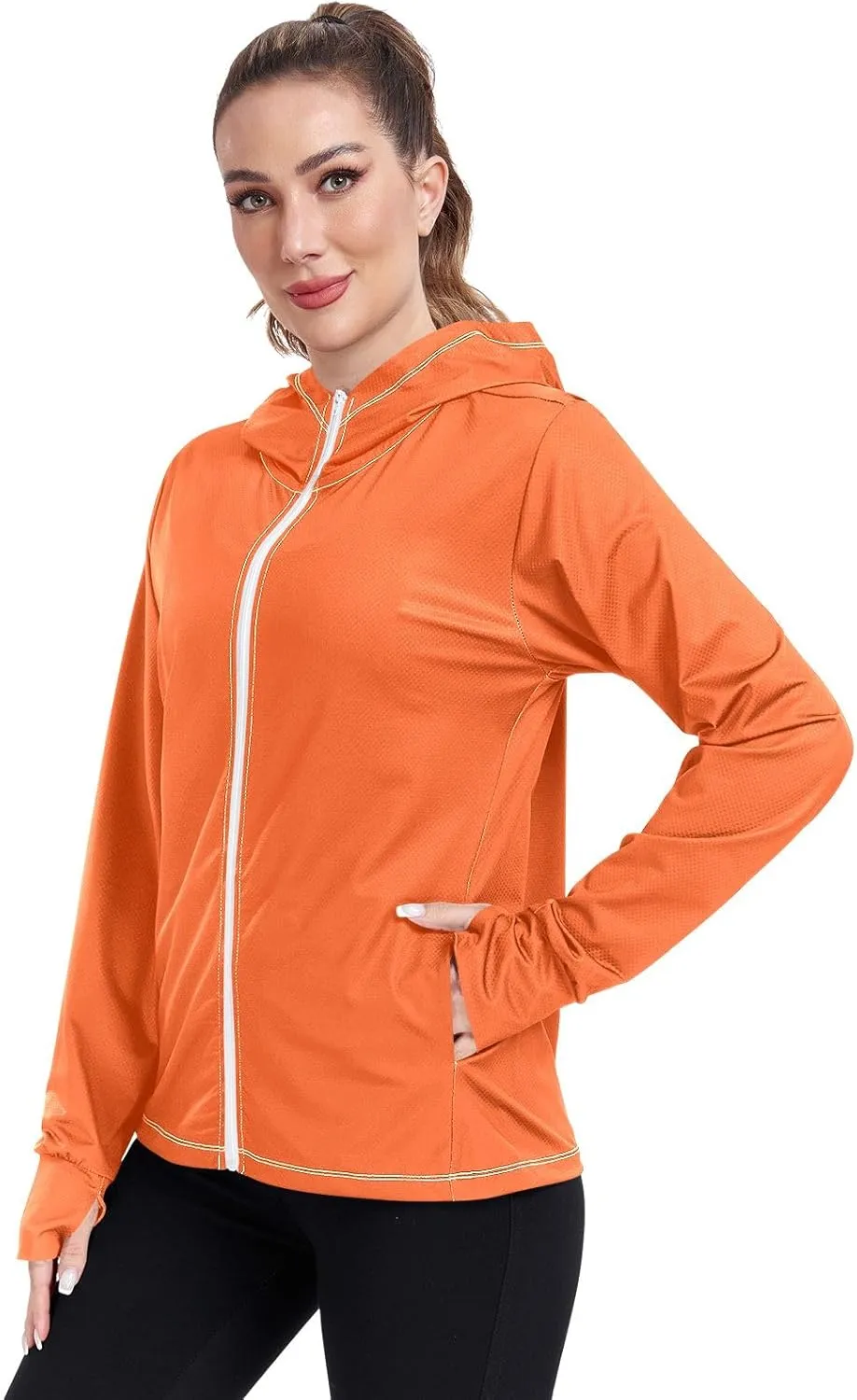 ODAWA Rose Gold Womens Upf Hoodie SPF Long Sleeve Sun Shirt Zip Up Hoodie UV Cooling Hoodie Summer Clothing