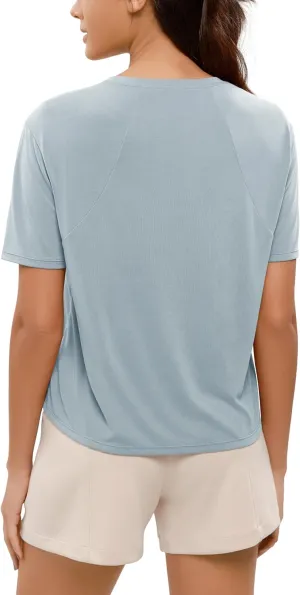 ODODOS Modal Soft Short Sleeve Shirts for Women Crew Neck Yoga Tee Casual Workout Tops