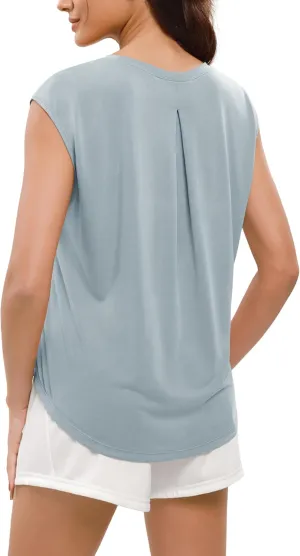 ODODOS Modal Soft Sleeveless Shirts for Women Crew Neck Yoga Tee Summer Flowy Workout Tank Tops