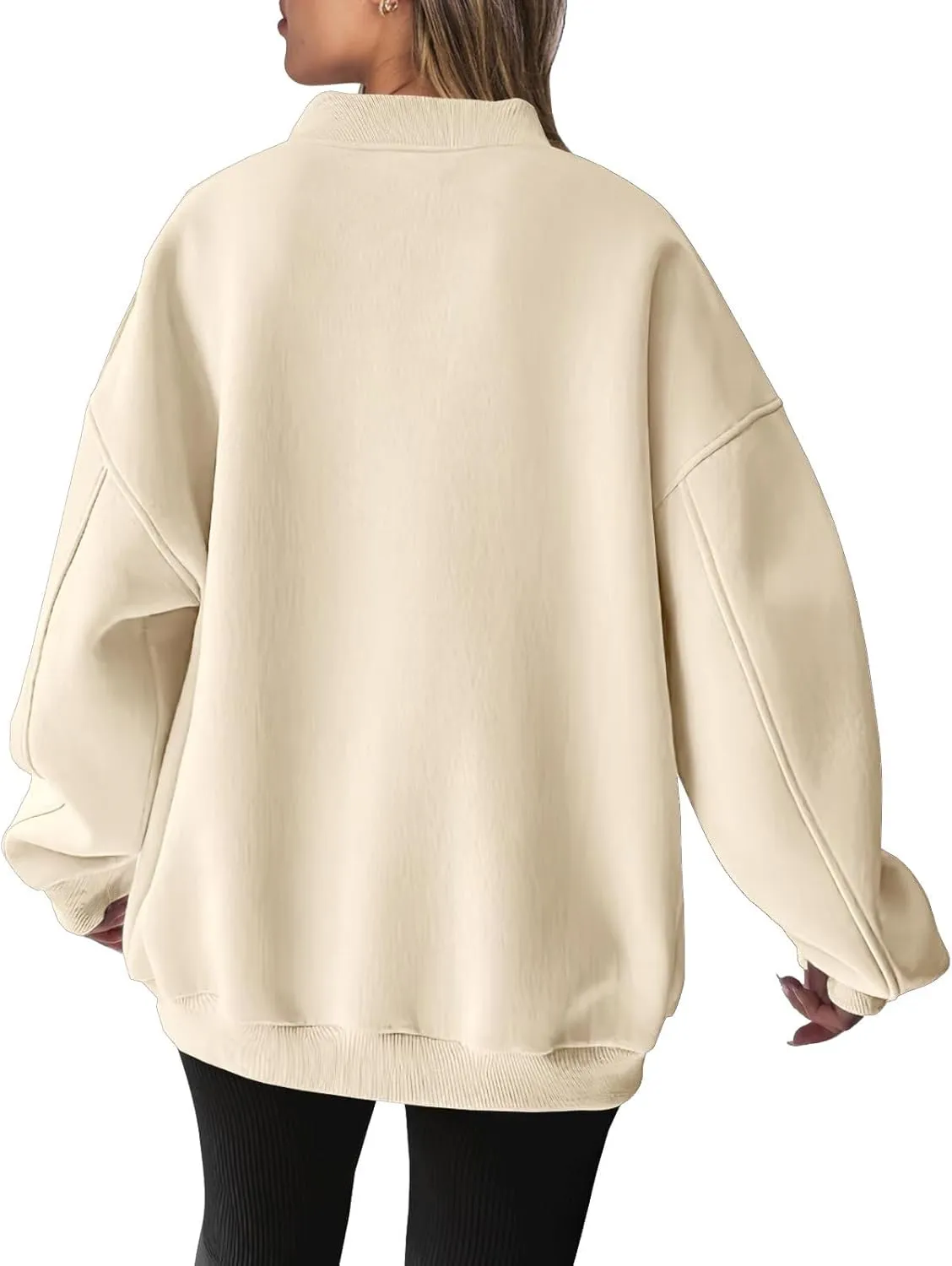 Oversized Fleece Sweatshirts For Women Trendy 2024 Long Sleeve v Neck Pullover Tops Casual Loose Solid Fall Clothes