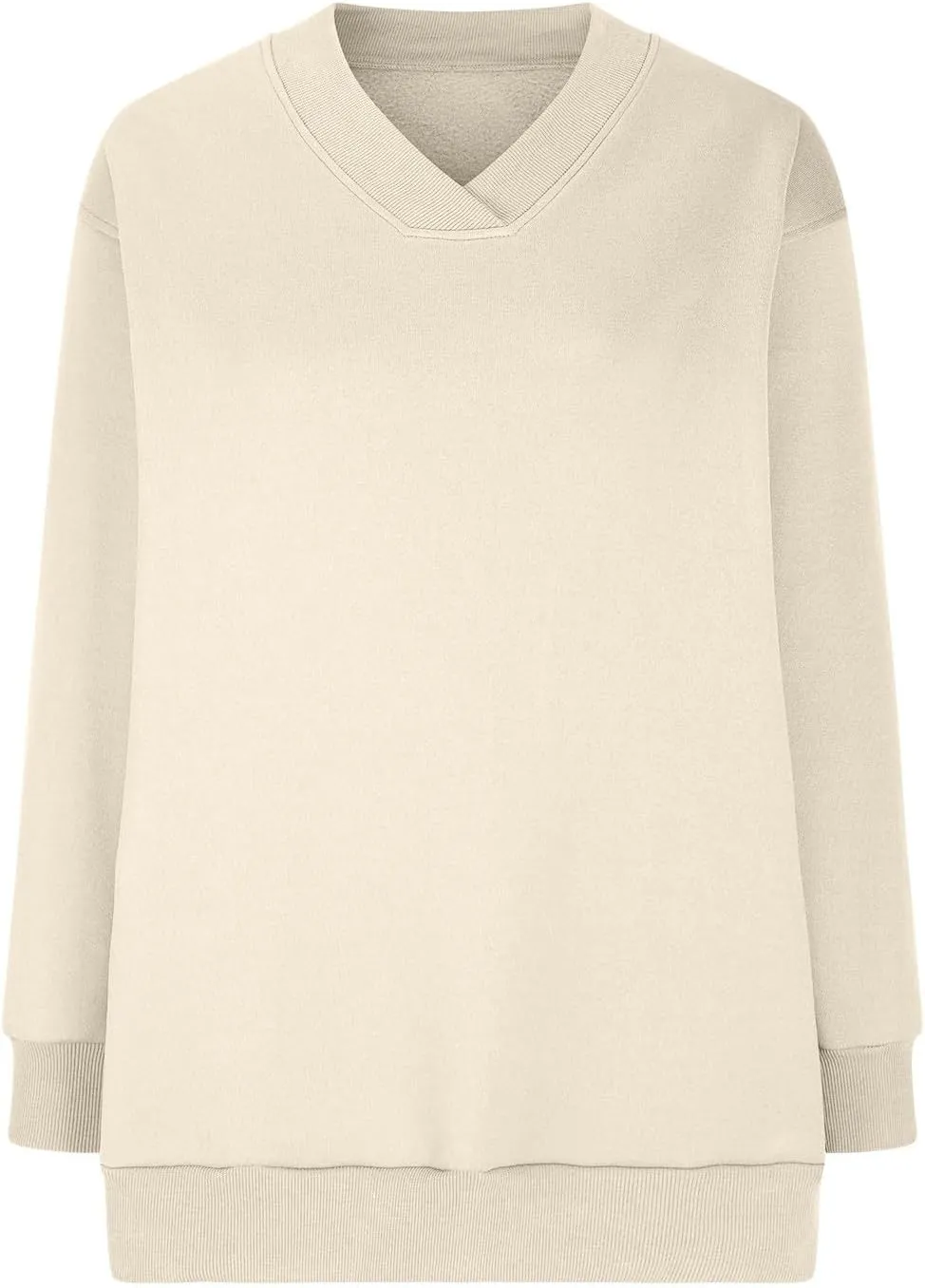 Oversized Fleece Sweatshirts For Women Trendy 2024 Long Sleeve v Neck Pullover Tops Casual Loose Solid Fall Clothes