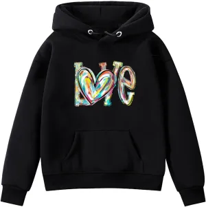 Oversized Hooded Sweatshirts for Teen Girls Cute Hoodies with Pockets Heart Print Graphic Pullover Shirts Tops