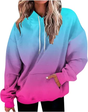 Oversized Hoodies for Women 2023 Fashion Fall Fleece Sweatshirts Tie Dye Long Sleeve Drawstring Hooded Pullover