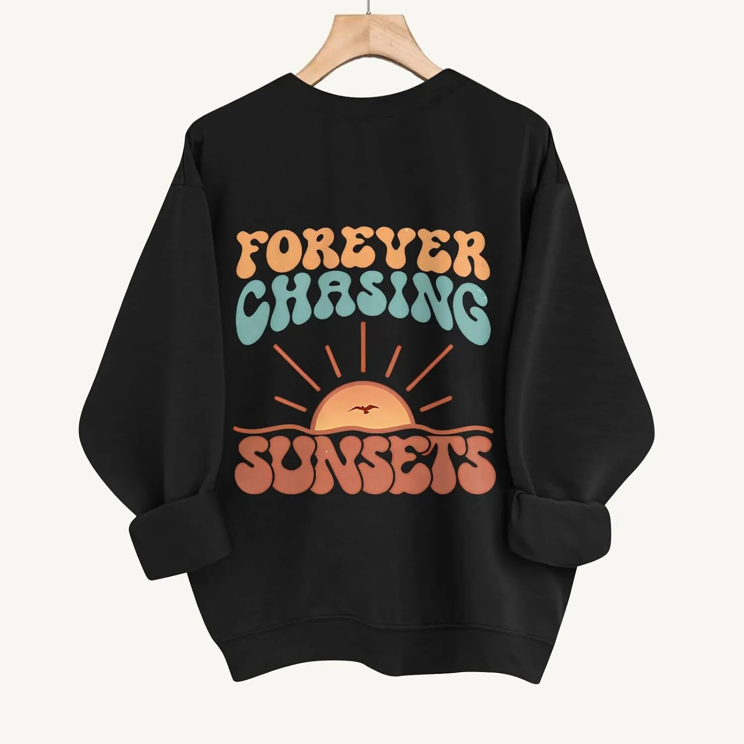 Oversized Sweatshirt for Women Casual Long Sleeve Crew Neck Sweater Fashion Drop Shoulder Pullover Cute Print Shirts