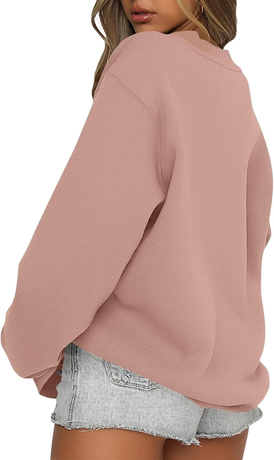 Oversized Sweatshirt for Women Loose Fit Preppy Long Sleeve Fleece Pullover Winter Warm Crew Neck Sweater Tops