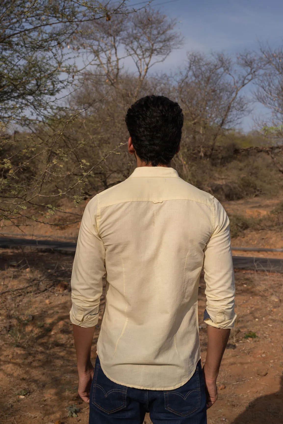 PASTEL YELLOW COTTON LINEN SHIRT