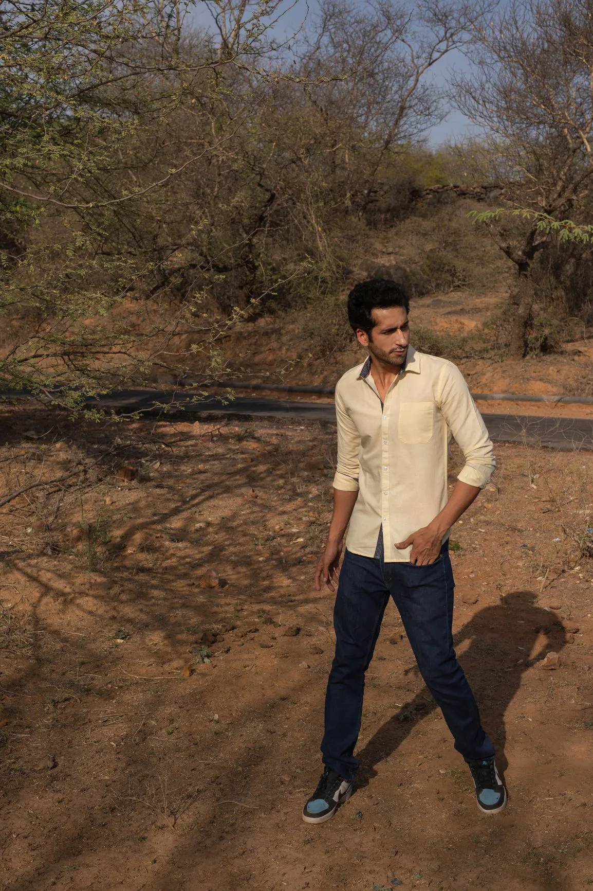 PASTEL YELLOW COTTON LINEN SHIRT