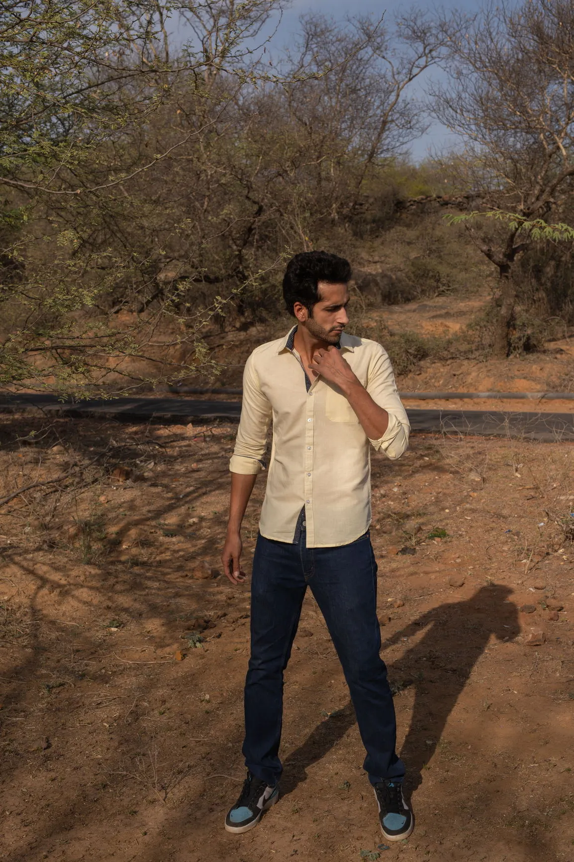 PASTEL YELLOW COTTON LINEN SHIRT