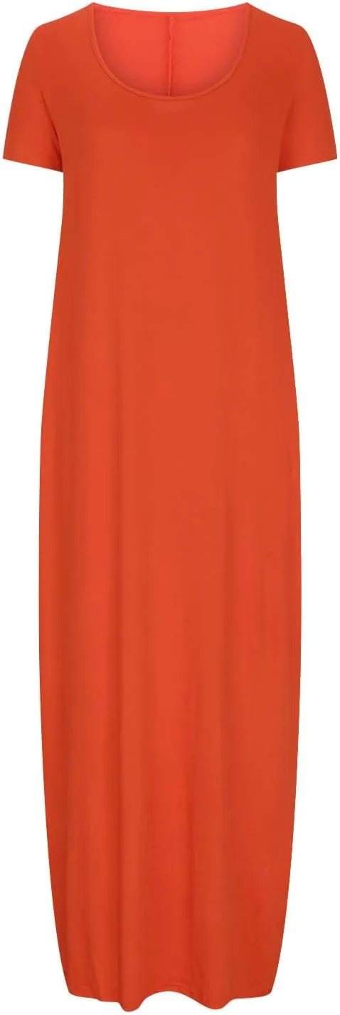 Plus Size Dresses for Curvy Women Loose Fit Round Neck Summer Beach Dresses Casual Flowy Maxi Tshirt Sundresses
