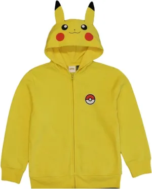 Pokmon Pikachu Costume Hoodie, Long Sleeve Hooded Sweatshirt, Boys