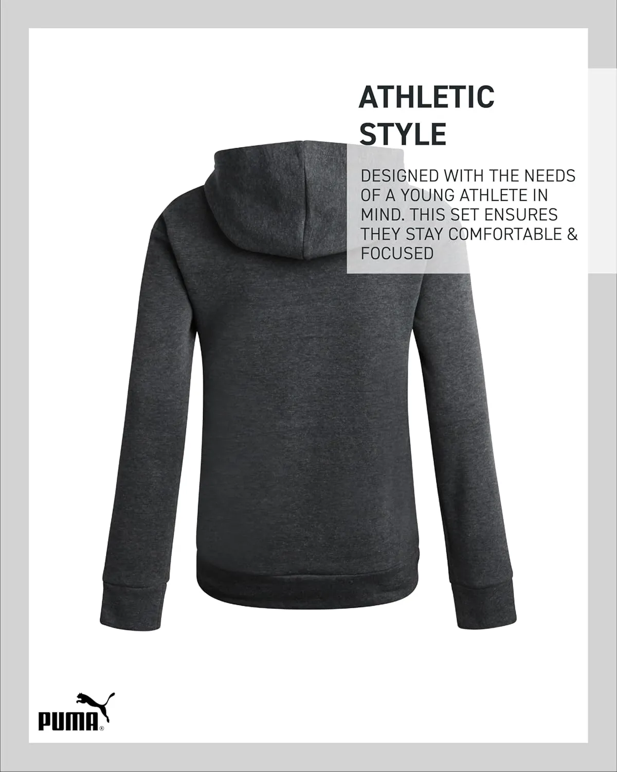 PUMA Boys' Hoodie - Fleece Pullover Basic Athletic Performance Small Chest Logo Sweatshirt for Boys (Sizes: 8-20)