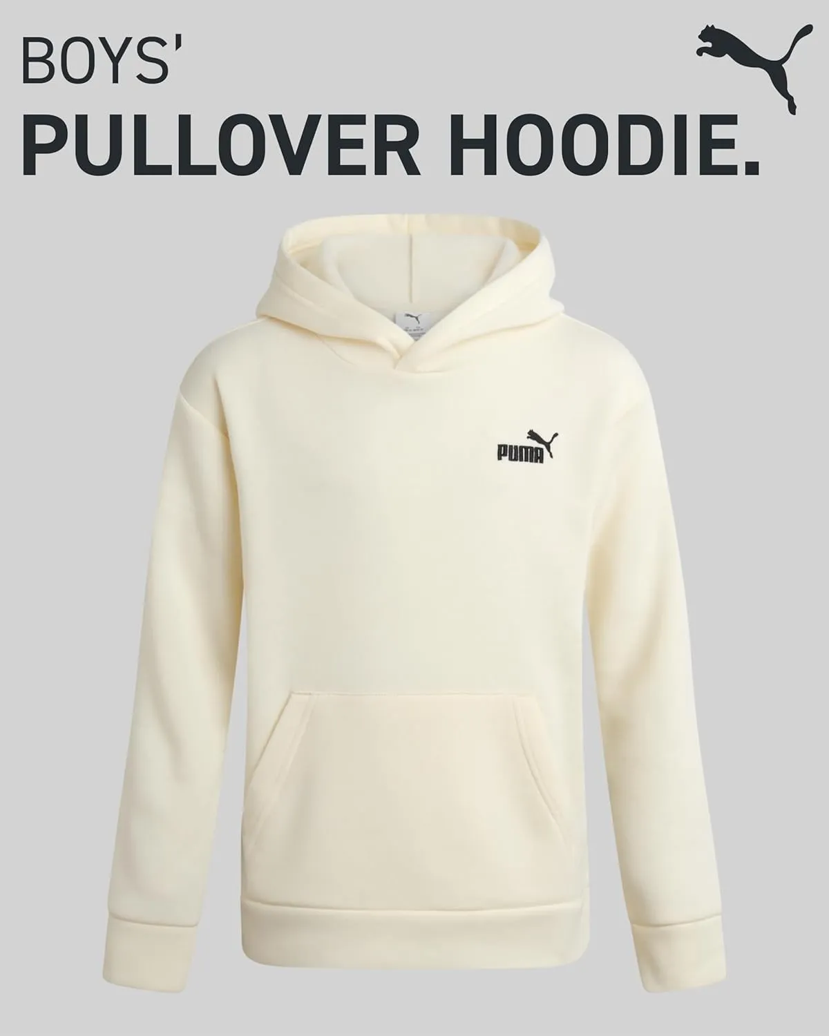 PUMA Boys' Hoodie - Fleece Pullover Basic Athletic Performance Small Chest Logo Sweatshirt for Boys (Sizes: 8-20)