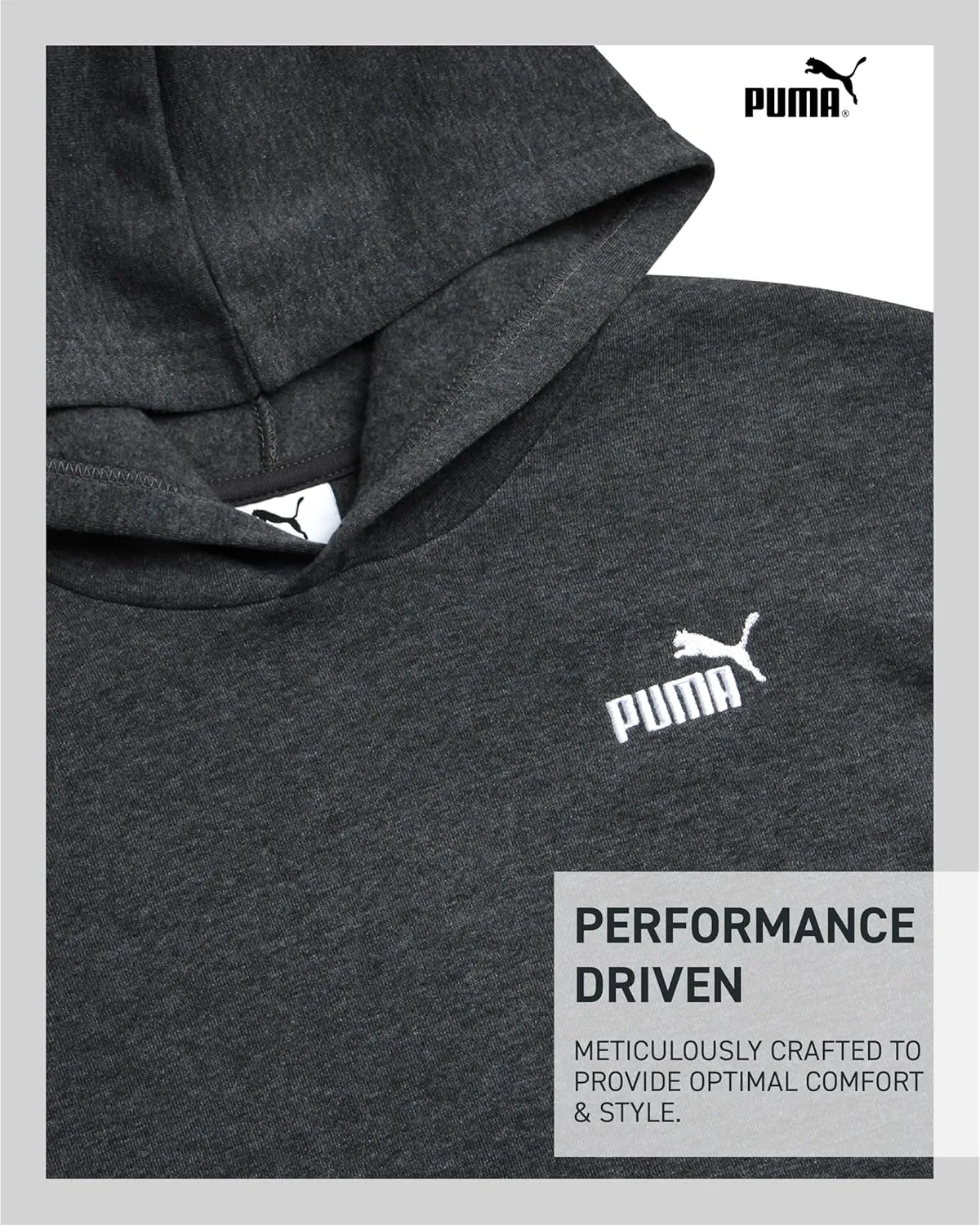 PUMA Boys' Hoodie - Fleece Pullover Basic Athletic Performance Small Chest Logo Sweatshirt for Boys (Sizes: 8-20)