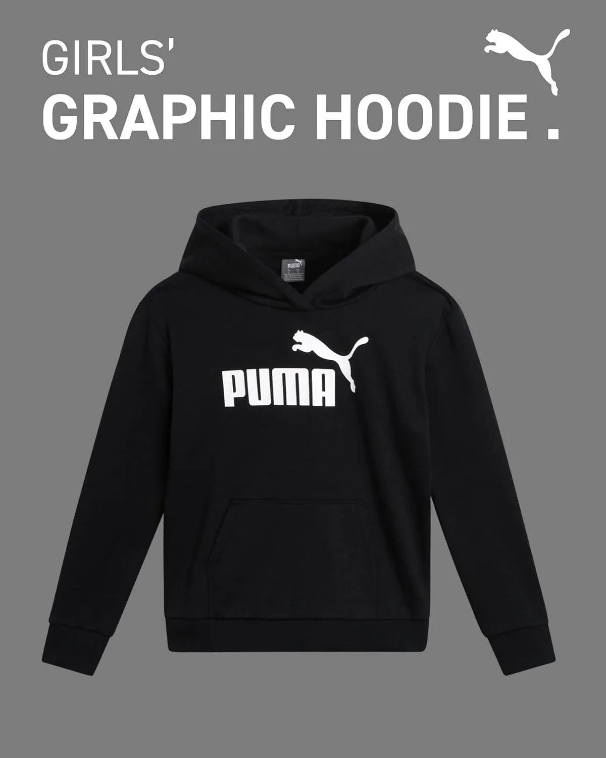 PUMA Girls' Sweatshirt - Performance Fleece Pullover Graphic Hoodie for Girls (7-16)