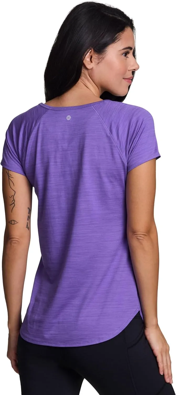 RBX Active Women's Athletic Quick Dry Space Dye Short Sleeve Yoga T-Shirt