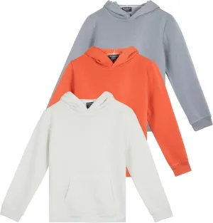 Real Essentials 3 Pack: Girls' Soft Brushed Fleece Pullover Hoodie Sweatshirt With Kangaroo Pocket (Ages 7-16)