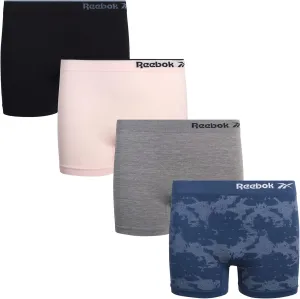 Reebok Girls' Boyshorts Underwear - 4 Pack Soft Seamless Long Leg Boy Shorts - Playground Shorts for Girls (6-16)