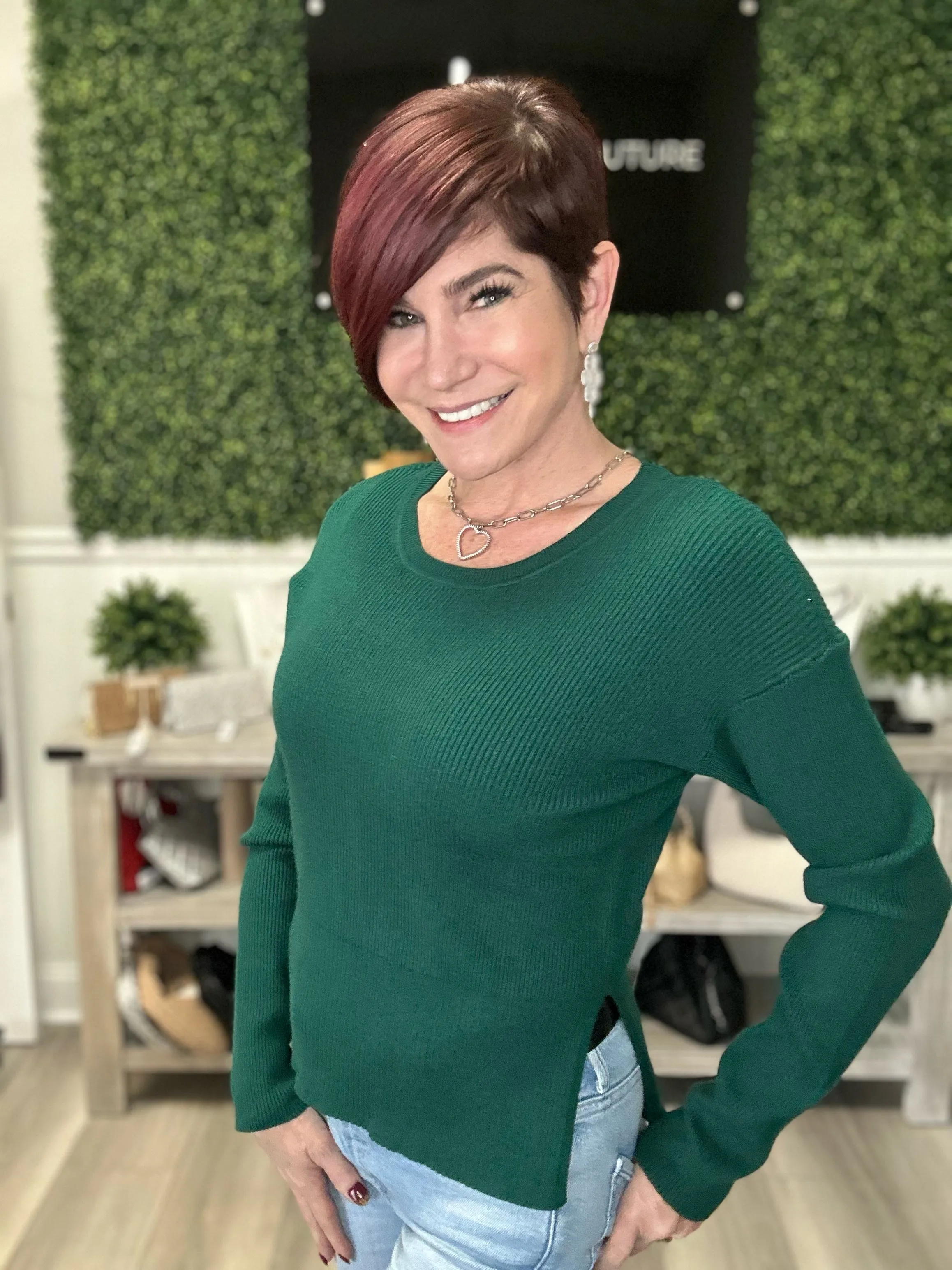 Ribbed Crew Neck Pullover Sweater