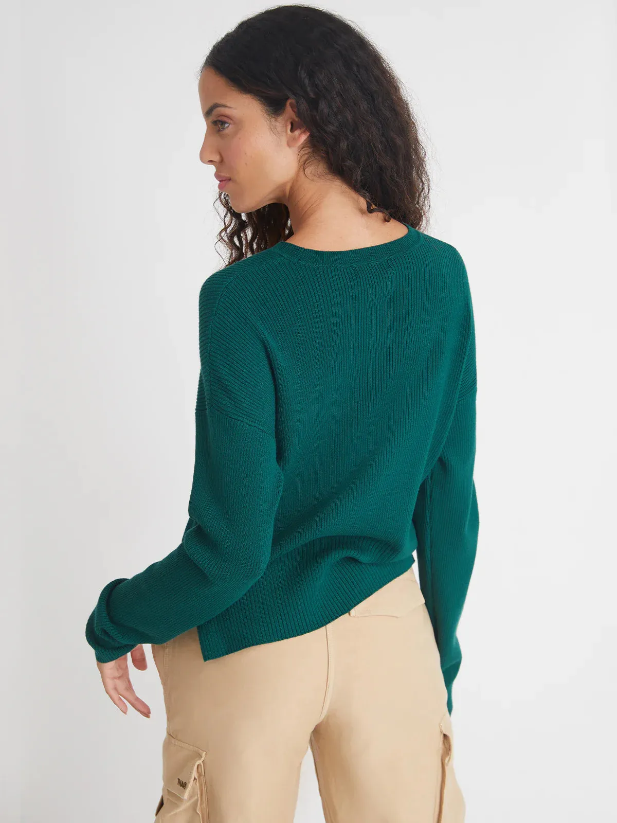 Ribbed Crew Neck Pullover Sweater