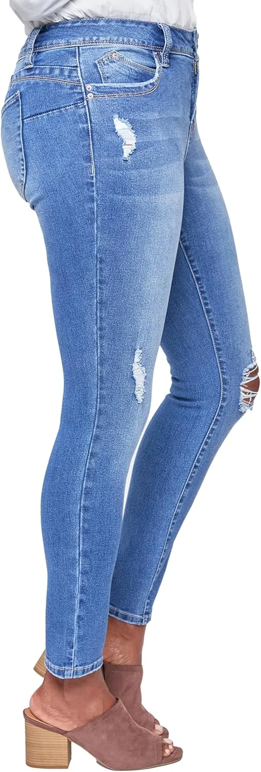 Royalty For Me Womens Women's Wannabettabutt Mid-Rise Regular Hem Skinny Sustainable JeanPants
