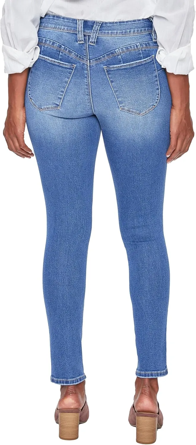 Royalty For Me Womens Women's Wannabettabutt Mid-Rise Regular Hem Skinny Sustainable JeanPants