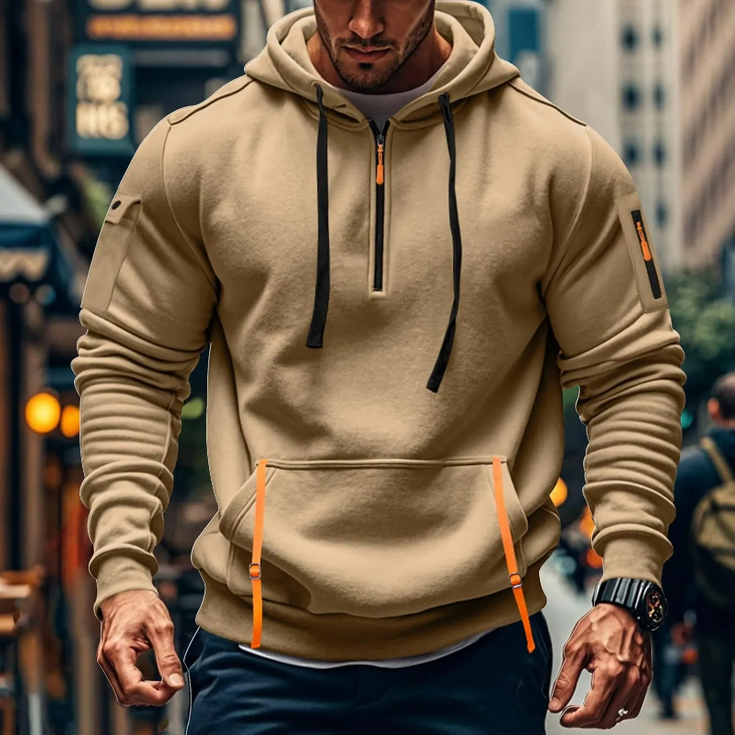 RTTUIOP Hoodies For Men Full Zip/Half Zip Hoodie Tactical Sweatshirt Vintage Long Sleeve Casual Fashion Hoodie